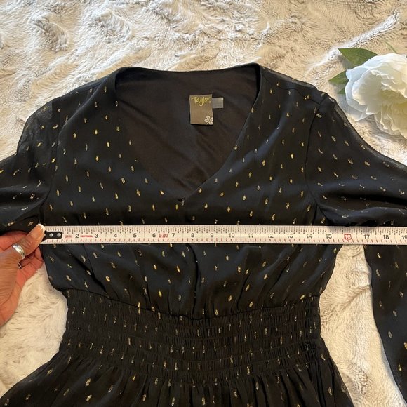 Taylor Womens Chiffon Metallic Fit & Flare Dress - Picture 11 of 12